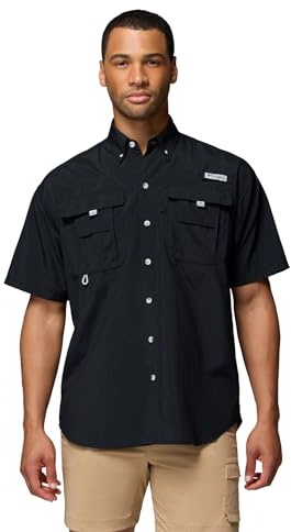 Columbia Men's Big and Powerful Bahama Ii UPF 30 Short Sleeve Fishing Jersey, Black, XL