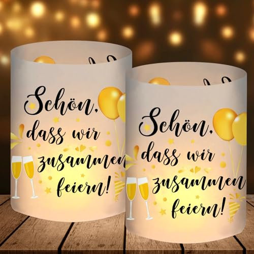 12 Windlicht Tischdeko Geburtstag, Geburtstagsdeko Frauen Mann Mädchen Jungen, JGA Polterabend Rente Gartenparty Babyparty Kindergeburtstag Jubiläum Deko, für Teelichter/Kerzen