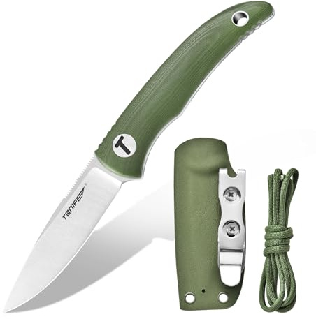 TONIFE Nova Couteau Fixe avec étui Réglable en Kydex Couteau EDC Avec Lame Full Tang de 6,8cm Paracord-Lanyard pour le Camping en Plein air et la Randonnée