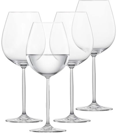 SCHOTT ZWIESEL Copas de vino tinto Muse (set de 4), copas de cristal clásicas para vino tinto o agua, copas de vino Tritan aptas para lavavajillas, fabricadas en Alemania (art. nº. 123667)