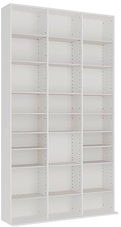 Vicco CD-Regal Anna, Blu ray Aufbewahrung, Weiß, 102 x 178 cm mit 27 Fächern