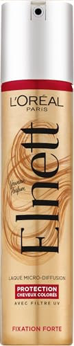 L'Oréal Paris - Laque Fixation Forte - Tenue Longue Durée 48H Indétectable - Nouvelle Formule Pour Cheveux Colorés - Enrichi en Filtres UV - Elnett Satin - 200 ml