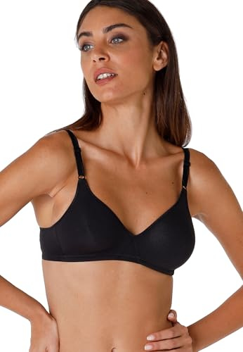 Lovable Reggiseno in Cotone Elasticizzato | Senza Ferretto e Senza Imbottitura | Spalline con Regolazione Frontale | Comfort | Cotton Line Donna, Nero, 40 / 6C