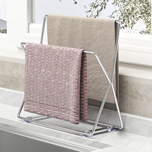 SUS304 - Barra de Acero Inoxidable para paños de Cocina, Soporte para paños de Cocina, Soporte Sueco, Colgador de Trapo de Platos, Soporte para Toallas de Cocina para Todo Tipo de fregaderos y
