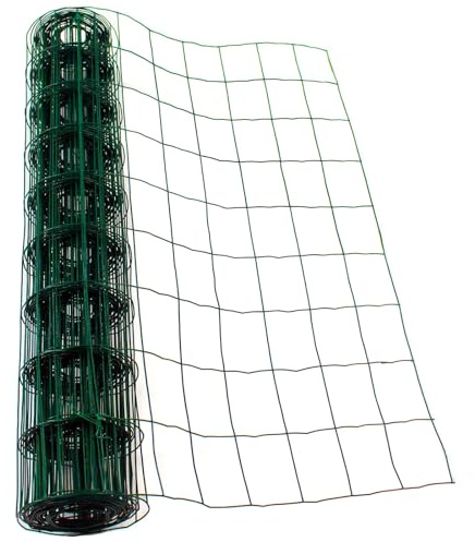 Actiaspet - Green PVC Coated Steel Wire Mesh Garden Fencing | 90cm x 10m Roll, 100mm x 75mm Mesh