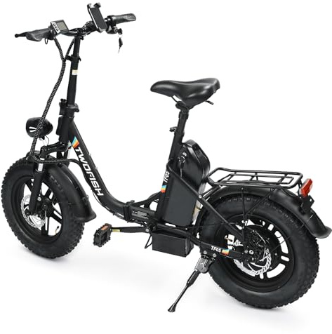 IWAFO Electric Bike, Foldable, 80km Range, Unlockable Speed Limit, 5 Speeds, 16 X 4.0 Fat Tires, 48v 13ah Battery, Display Screen, Phone Stand, Adjustable Handlebars and Seat