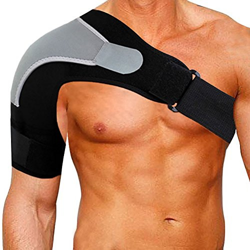RUNZI Shoulder Stability Brace Adjustable Shoulder Support with Pressure Pad, Light Breathable Neoprene Rotator Cuff Shoulder Support for Sport - Right