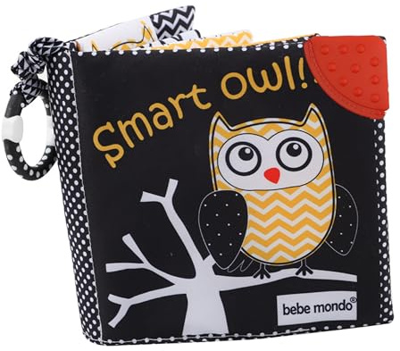 Touch and Feel Cloth Crinkle Books for Babies Infant, Baby Books Toys 0-3-6-12 Months, Easter Shower Baby Gifts, High Contrast Toy,Teething Teethers, Tummy Time Mirror Toys for Boys and Girls-Owl