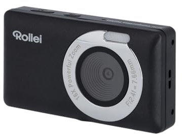 Rollei Compactline Pocket Digitalkamera Schwarz, 50MP 2,7K Fotokamera mit 16-Facher Digital Zoom Tragbare Fotoapparat mit 2.4 Display Leichte Kompaktkamera für Kinder Teenager Student Anfänger
