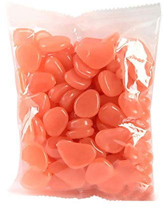Cestor 100 Pcs Pierre Lumineuse,Brillants Galet Lumineux Cailloux Artificiels Pierres Décoratives dans la Nuit pour Jardin Extérieur Aquarium Passerelles Piscine Chemin Pelouse Cour,Orange
