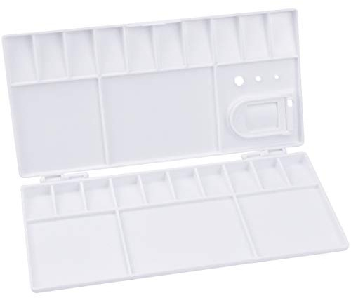 Paleta de Pintura Paleta de Acuarela, Paleta de Mezcla de Colores, Bandejas de Acuarela Plastico Plegable con Agujero para el Pulgar(Blanco)