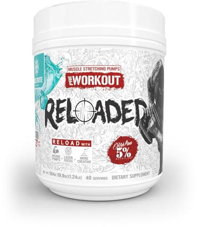 5% Nutrition Rich Piana Reloaded High Stim Pre-Workout | Ultra Energy, Focus, Pumps, Power & Endurance | Citrulline, GlycerSize, Nitrosigine, Creatine, Choline, Huperzine A (Frostbite)