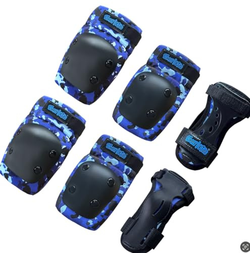 Simply Kids Knee and Elbow Pads with Wrist Guards, HardSoft Pad Tech. I CPSIA Certified Protective Gear Set I Inline Roller Skate Skateboard Bike Knee Pads for Kids Child Girls Boys