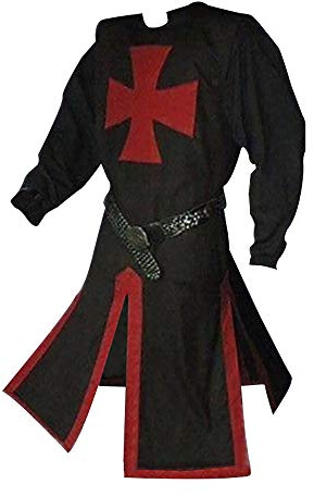 Feynman Disfraz de caballero medieval con túnica vikinga, disfraz de caballero templario, cruzado, para carnaval, cosplay