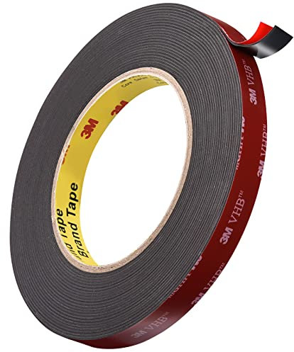 Elover VHB Double Sided Tape Black, 32 Feet x 0.5 Inch (9.75m x 12.7mm) – Heavy Duty Adhesive for Walls, Cars, Signs – Waterproof & Temperature Resistant