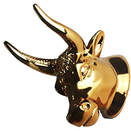 Gitarren-Wandhalterung, Heim-Schutzhalter, Aufbewahrungshalter, Kunst, Bullkopf, Gitarrenständer, Schutzkunst, Wandmontage, Bass-Ukulele, Stierkopf, Gitarrenhalter, Zubehör (Gold)