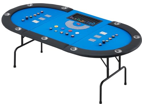 AVAWING Pokertisch Klappbar 9 Spieler, Spieltisch mit Getränkehalter aus Edelstahl,Poker Tisch