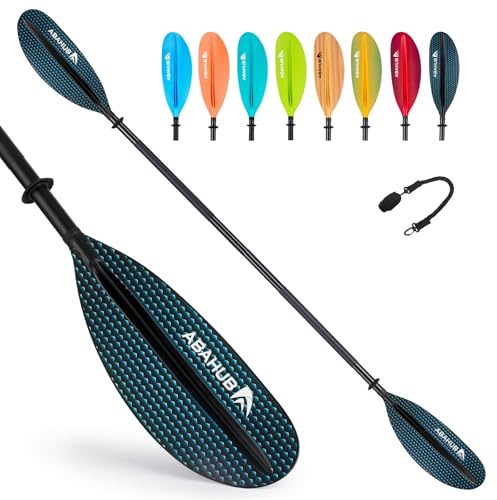 Abahub 218/230/241cm Pagaie Kayak Rame Double Paddle Aluminium avec Paddleline pour Kayak Aviron Bateau Canoë,Tige en Alliage d’Aluminium, Lames en Plastique Noir/Blanc/Rouge/Bleu/Vert/Orange/Jaune