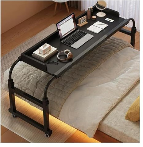 Mesa de pie for computadora portátil, mesa de cama, escritorio for computadora, estación de trabajo de pie, bandeja for alimentos, mesa de cama con ruedas, altura ajustable for cama tamaño twin/full/q