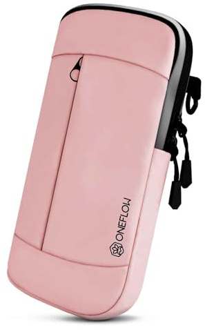 ONEFLOW Urban Sling för iPhone 14 mobilväska att hänga, mobiltelefon bältesväska och armband kombinerad, mobiltelefon axelväska med plånbok för kvinnor och män, rosa