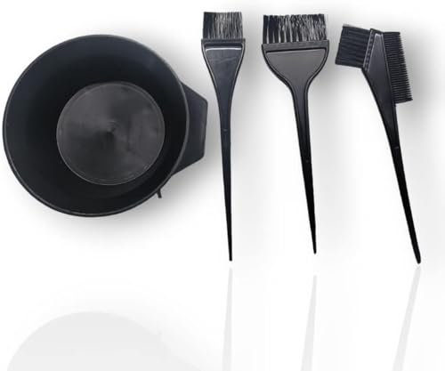 Terryshop74 Kit per Tinta Capelli 4 Pezzi – Ciotola Graduata, 2 Pennelli Tintura Piccolo e Grande, 1 Pennello con Pettine Integrato – Ideale per Colorazione Fai da Te e Parrucchieri