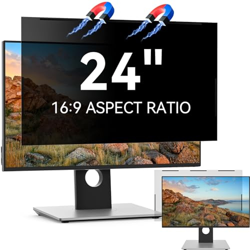 Magnétique Filtre de Confidentialité 24 Pouces 16:9, Amovible Protection Ecran Anti-Espion Anti-Reflet,Privacy Screen Protector Compatible avec Lenovo/Dell/HP/Asus/Samsung/Acer