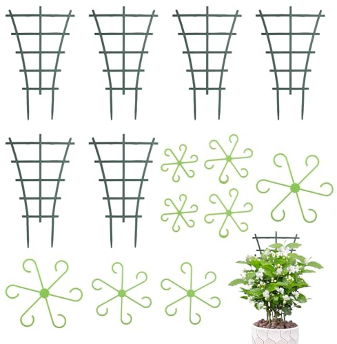 CHENYU 14 Pezzi Set Supporto Piante Rampicanti 24,7 x 15cm Traliccio Rampicanti per Mirtilli Rossi Impilabili Supporto Piante da Appartamento per Monstera Pothos Rampicante e Pomodori Ortensi