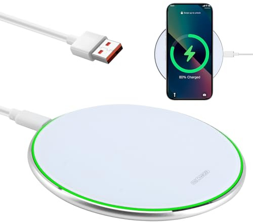 Caricabatterie a induzione wireless veloce da 30W, Caricatore Qi compatibile con iPhone 16/15/14/13/12/11/XS, AirPods 2/3/Pro, Samsung S24/S23/S22/S21, Caricatore wireless sottile con cavo USB-C per