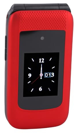 MENDUNER Telefono a Conchiglia 2G Sbloccato per Anziani con Pulsanti Grandi, Volume Alto, Telefono Cellulare per Anziani a Doppio Schermo con SOS, Radio FM, Torcia a LED, Batteria da 5800 (rosso)