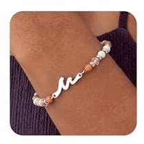 Dochais Beaded Bracelets for Women Birthday Gifts Adjustable Stainless Steel Bracelet Natural Stone Beads Silver Bracelets Dainty Birthday Bracelet Boho Ladies Jewellery