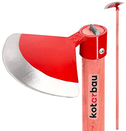 KOTARBAU Pioche de jardin semi-circulaire 220 x 105 mm avec manche 119 cm - Pioche de jardin pour transplantation, désherbage, entretien du jardin