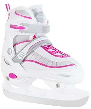 XIUWOUG Verstellbare Schlittschuhe, Eislaufschuhe für Damen,Herren und Kinder Ice Skates Einstellbare 4 Größenbereiche(30 bis 45),Weiß,M(34-37)