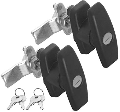 2 Stück T-Griff-Schloss Kit zur Hintere Befestigung, Werkzeugkasten Garagentorschloss mit Zylinderschlüsseln, für Wohnwagen, Marine, Boot, Garagentor, Vordach, Wohnmobil Schwarz