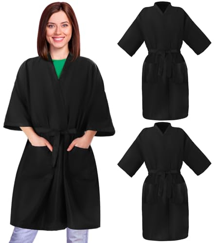 Syhood 2 Pieces Salon Robes Smock for Clients Waterproof Hairdressing Gown Salon Cape (2 Pockets)