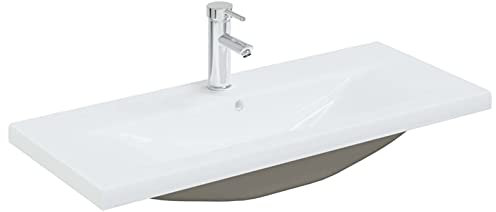 ZEYUAN Lavabo da Incasso con Rubinetto 91x39x18 cm in Ceramica Bianco,Lavandini Bagno,Lavabo da Incasso,Lavandini,Lavandini Bagno(SPU:148626)