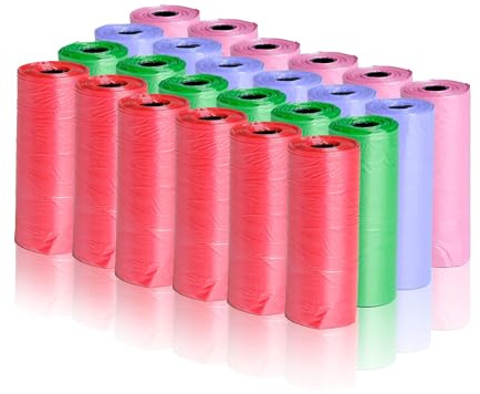 DETERMONDO 1080 Sacchetti Cane Cacca Bustine Colorate Resistenti Raccogli Bisogni Escrementi Portatili 31 x 22 cm Materiale in Polietilene Robusto a Prova di Perdite