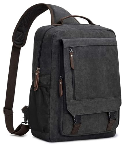 S-ZONE hombre 13 a 16 Pulgadas Mochila para Ordenador Portátil Impermeable de Lona Bandolera Tipo Bandolera Bolso de Hombro Mochila Informal
