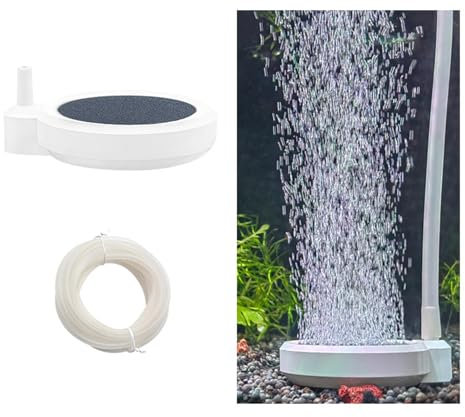 Aquarium Luftausströmer Aquarium Luftstein SauerstoffStein Nano Bubble Air Stone Sprudelstein für Aquarium Sauerstoff Aquarium mit 2M Luftschlauch Sauerstoffstein für Aquarium Aquarium Zubehör 50 MM