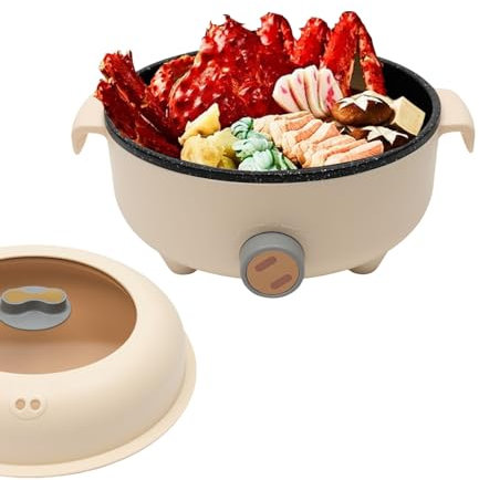 Olla Caliente Eléctrica Portátil - Cazuela Antiadherente de 1,5 L, Multifuncional para Viaje Con Olla de Vapor