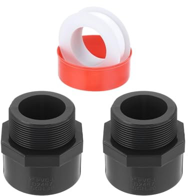 QUARKZMAN 2 Pcs Adaptador de Tubería PVC Macho de 2 para Acoplamiento Deslizante SCH40 con Cinta de Sellado, Conector Macho Rosca NPT, Color Gris Oscuro
