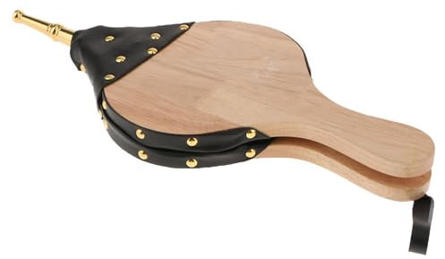 Fuelle de leña con boquilla de hierro fundido, gran fuelle de leña de aire, herramienta de mantenimiento de chimeneas para interiores y exteriores, herramienta de mantenimiento de chimeneas Essentiall