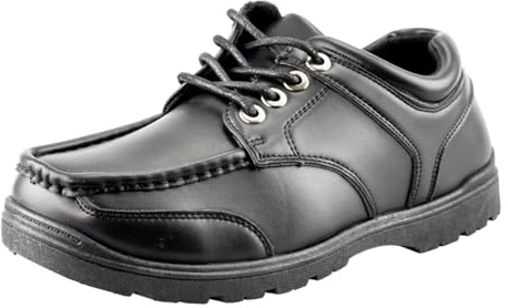 Boys School Shoes, Faux Leather Lace-Up, Black Casual Walking Shoes (Black, UK Footwear Size System, Big Kid, Numeric, Medium, 5)