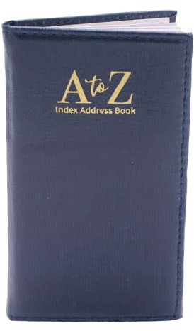 Slimline Executive Padded Address Book Retro A-Z Leather Style (Navy)
