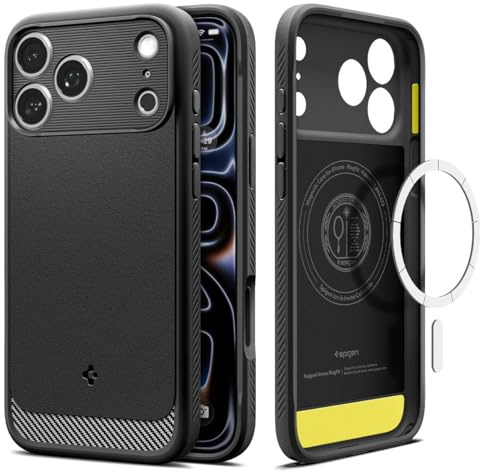 Spigen Rugged Armor MagFit Case for iPhone 17 Pro, MagSafe Compatible Phone Cover [Military-Grade Drop Protection] - Matte Black