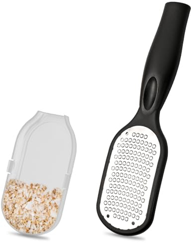 Râpe à pieds, éliminateur de callosités avec récupérateur de peaux mortes, outil de pédicure pour éliminer les peaux mortes (Noir)