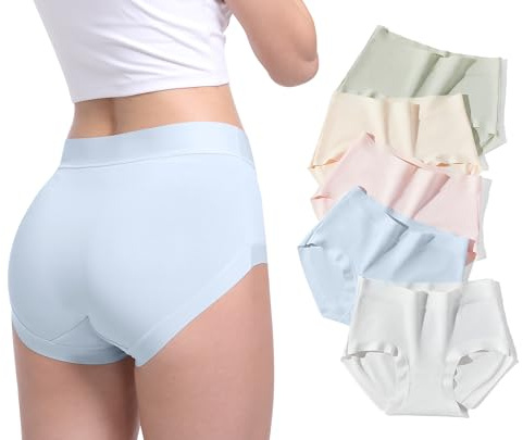 ARESUN Women's Underwear No Show Underwear for Women Cotton Full Coverage Briefs Black Comfortable Hipster Panties 5 Pack
