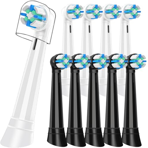 10 Stück Aufsteckbürsten Kompatibel mit Oral B IO 2/3/4/5/6/7/8/9/10 Series Elektrische Zahnbürsten, IO Zahnbürste Aufsätze with Medium Borsten Kompatibel mit Oral B (Schwarz/Weiß)