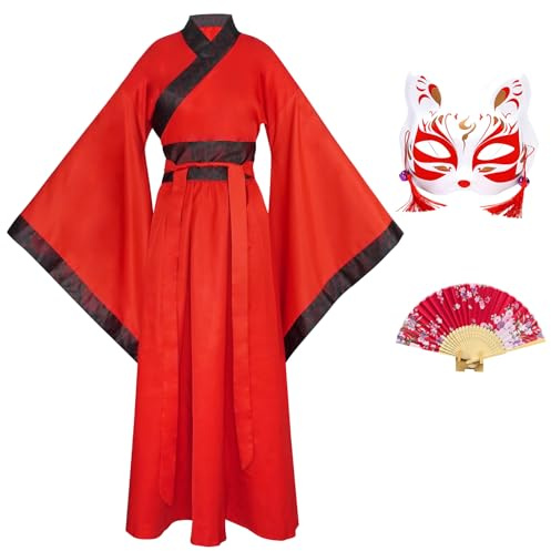 CRFASIBE Robe Hanfu Femmes, Ensemble de Costumes Traditionnels Chinois, Brodées Hanfu à Col Croisé pour Cosplay Fête Mariage Spectacle (avec Accessoires)
