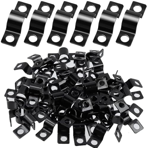 HORREX 60 Pezzi U-Fascette Stringitubo Ø 6 mm, Morsetto per Tubi Collari, Ferma Cavi da MuroTubi 2 Fori Fascette Stringitubo Morsetto per Fissare Condutture, Cavi, Gasdotti e Tubi di Drenaggio