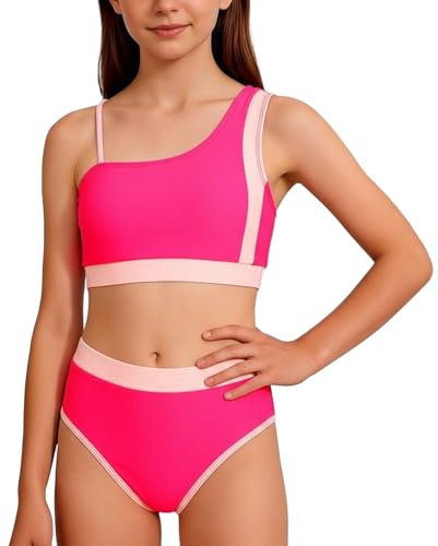 Happy Cherry - Fille Ensemble de Bikinis Maillot de Bain Sportif Filles Ado Deux Pièces Enfants Tankini d'Été Swimwear Set avec Bustier Culotte pour Natation Piscine Plage - 9-16 Ans